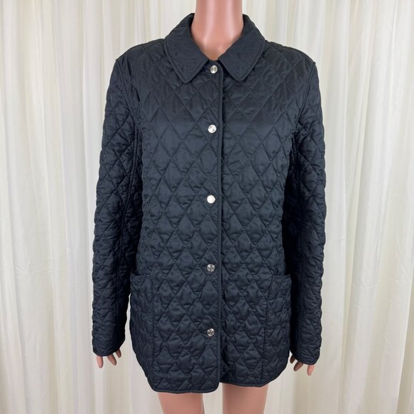 Women's L.L. Bean Padded Barn Quilted Coat Jacket  Size XL Black 0GCX8 - Picture 1 of 12
